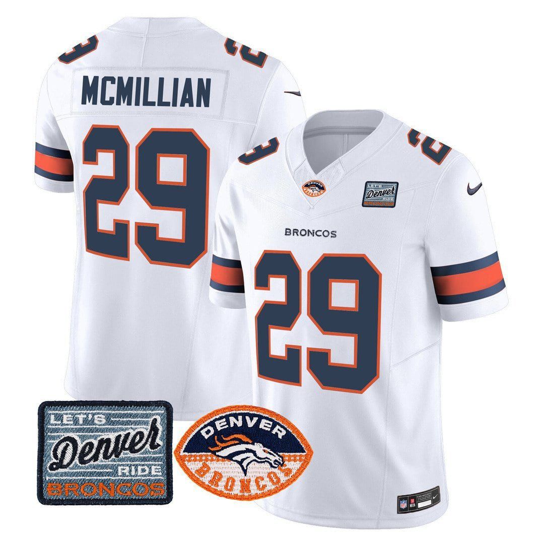 Men Denver Broncos #29 Mcmillian White 2024 Nike Logo Patch Limited NFL Jersey